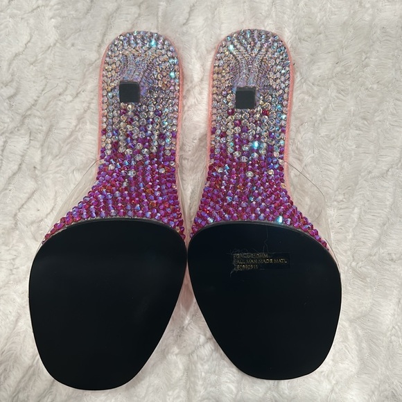 FABULICIOUS DOLLS KILL PINK GALA RHINESTONE CLEAR Cinderella HEELS size 6 - Picture 5 of 10